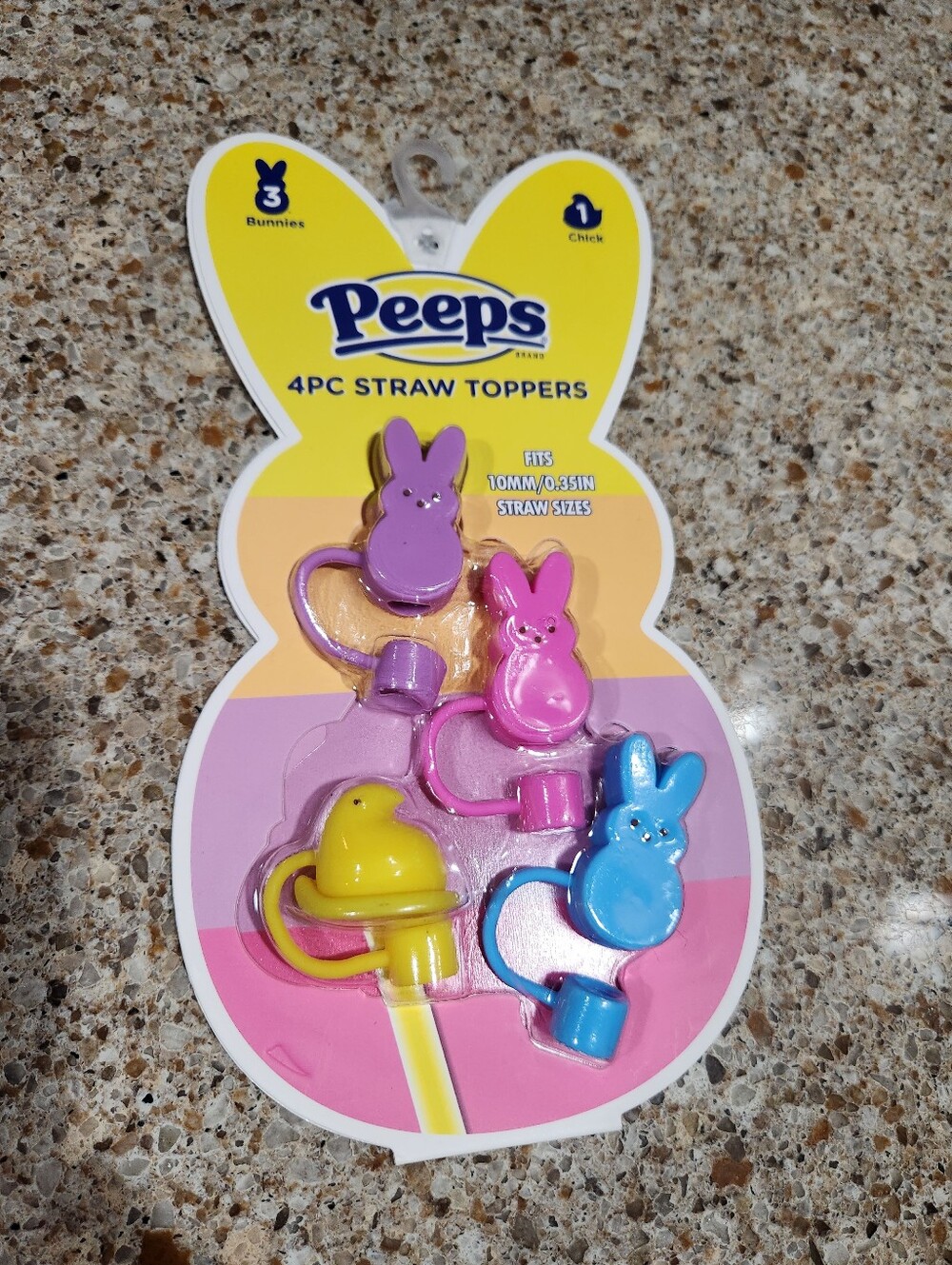 Peeps Straw Toppers Set Of 4 Bunnies Chick NWT